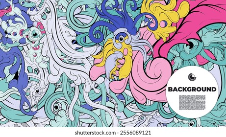 Vibrant and Playful Colorful Abstract Doodle Art Design for Posters, Covers, Flyers, Backgrounds, Prints, and Wall Decor, Perfect for Adding a Creative Touch to Any project