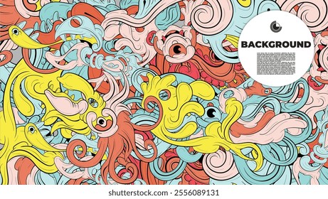 Vibrant and Playful Colorful Abstract Doodle Art Design for Posters, Covers, Flyers, Backgrounds, Prints, and Wall Decor, Perfect for Adding a Creative Touch to Any project