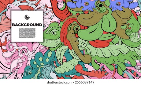 Vibrant and Playful Colorful Abstract Doodle Art Design for Posters, Covers, Flyers, Backgrounds, Prints, and Wall Decor, Perfect for Adding a Creative Touch to Any project