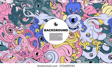 Vibrant and Playful Colorful Abstract Doodle Art Design for Posters, Covers, Flyers, Backgrounds, Prints, and Wall Decor, Perfect for Adding a Creative Touch to Any project