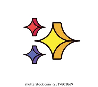 Vibrant and Playful Colorful Starburst Graphic with Shiny Shapes for Creative Designs and Celebratory Themes