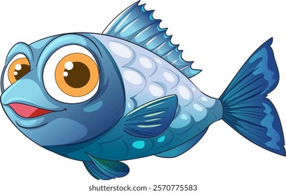 A vibrant, playful fish with big eyes