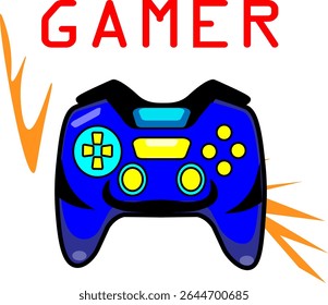Vibrant and playful gamepad icon, showcasing a mix of bright colors and functional elements, perfect for gaming tools or educational designs .Vector pink gamepad