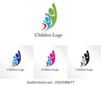 Um logotipo infantil vibrante e divertido com elementos coloridos e formas extravagantes, perfeito para marcas voltadas para crianças, instituições educacionais, brinquedos ou serviços de creche. Este design divertido e envolvente