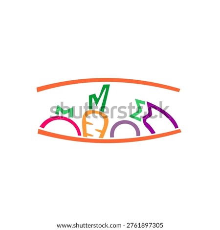 A vibrant and playful minimalist logo representing a vegetable garden or farm stand.