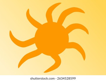 A vibrant, playful sun icon in a rich orange hue, set against a soft, gradient yellow background that subtly fades from a brighter top to a lighter bottom