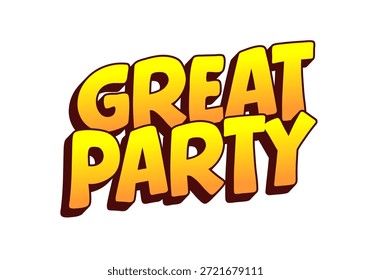 Un diseño de texto vibrante y juguetón con las palabras Gran fiesta en letras llamativas y coloridas con un efecto de degradado