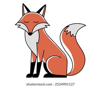 A vibrant and playful vector illustration of a fox, showcasing its sleek form and bushy tail in a whimsical design