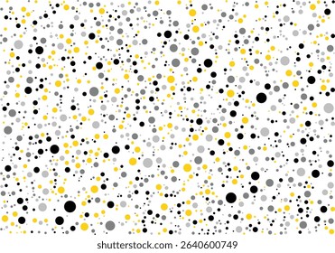 Vibrant Polka Dot Pattern. Black, Yellow, and Gray Dots on White Background. Modern Abstract Design for Art, Wallpaper, and Textiles . Playful, Trendy, and Stylish Visual Composition