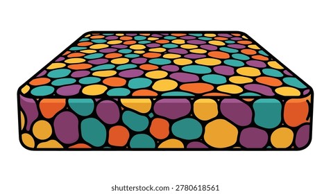 Vibrant polka dots on foam cushion