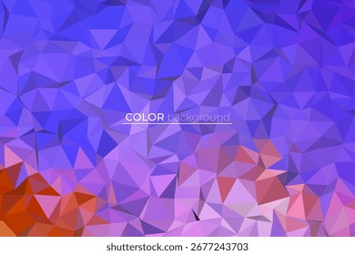 Fondo poligonal vibrante con un mosaico cristalizado de triángulos en tonos púrpura, azul y rojo que crean un diseño abstracto moderno