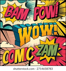 Vibrant Pop Art Comic Book Onomatopoeia