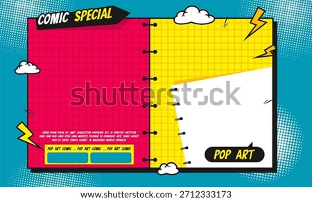 Vibrant Pop Art Comic Book Style Notebook Page Layout