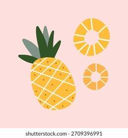 Fatia vibrante de fruta de abacaxi de Pop Art