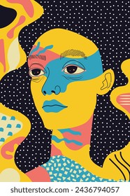 Vibrant portrait featuring a woman in vivid colors
