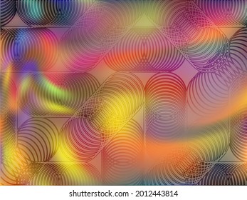 Vibrante diseño de vectores holográficos de afiches. Cartel de la fiesta en el club con fondo abstracto. Fondo de gradiente del holograma del brillo irlandés para el afiche.