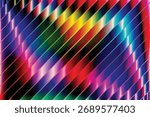 Vibrant Prismatic Abstract Background Multicolored Diagonal Stripes and Geometric Gradients for Technology, Music, and Futuristic Design.