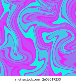 Um fundo abstrato vibrante e psicodélico com padrões de líquido girando em rosa brilhante, ciano e roxo.