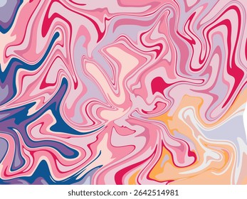 Vibrant psychedelic liquid marble background. Abstract groovy swirl pattern with colorful fluid art Vector Illustration