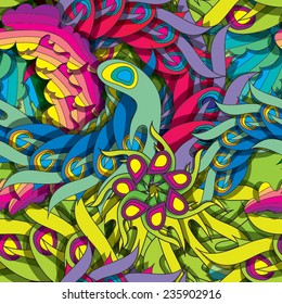 Vibrant psychedelic seamless pattern eps10