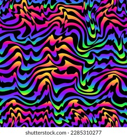 Vibrant Psychedelic wavy lines. Gradient seamless pattern