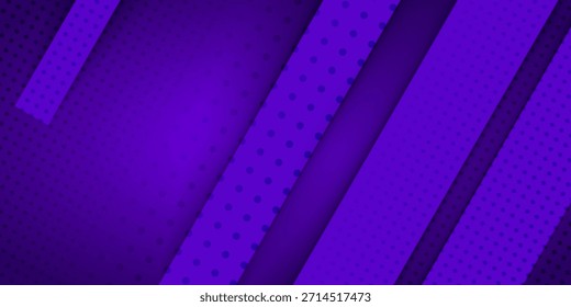 Fondo abstracto púrpura vibrante con rayas diagonales y patrón de punto de semitono. Ideal para proyectos de diseño moderno, Anuncios digitales, imágenes de tecnología y materiales de marketing de moda. ilustrador de Vector.