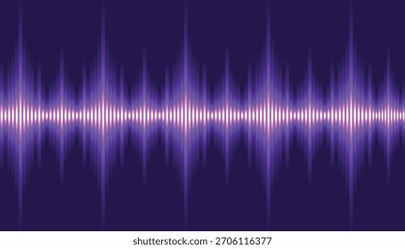 Vibrante visualizador de forma de onda de audio púrpura sobre fondo oscuro