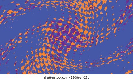 Vibrant purple background with swirling orange and pink abstract shapes