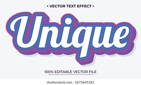Diseño de efecto de texto 3D púrpura y azul vibrante