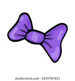 Vibrant purple bow illustration with bold, feminine style. Perfect for playful designs, hair accessories, and colorful creative projects focused on fashion and decoration.