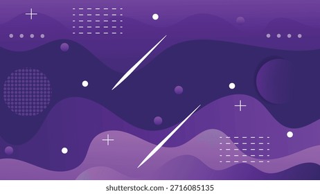 A vibrant purple digital artwork featuring a stylized night sky with shooting stars and celestial elements.