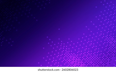 Vibrant purple gradient background with scattered pixelated diamonds, creating an effect of depth, digital noise, and modern digital feel enhancing artistic and digital creative projects