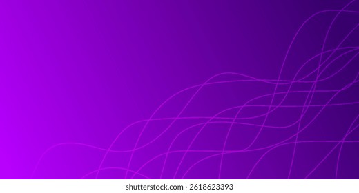 Vibrant purple gradient vector background with flowing abstract lines creating a smooth, elegant, and futuristic wave-like pattern, perfect for modern and creative designs.