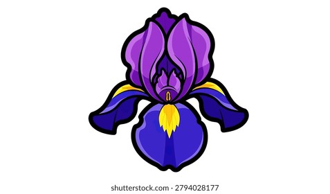 Vibrant purple iris flower petals bloom