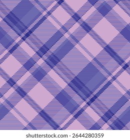 Padrão de xadrez vibrante roxo e lavanda diagonal.  Um design têxtil elegante perfeito para moda, sites ou embalagem.