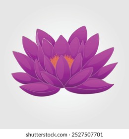 Uma flor de lótus roxo vibrante em plena floração, apresentando pétalas delicadas com um efeito gradiente. Este vetor capta a elegância e a serenidade do lótus, ideal para spa, bem-estar ou de temática floral