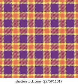 Vibrant purple, orange, and yellow plaid pattern. Perfect for textile design, autumnal projects, or fallthemed backgrounds.  This seamless texture offers a cheerful and modern aesthetic.