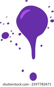 Vibrant purple paint splash illustration with dynamic droplets, showcasing bold color and fluid motion in a minimalist style