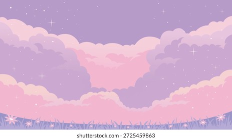 Fondo de nubes de galaxia púrpura y rosa vibrante con estrellas