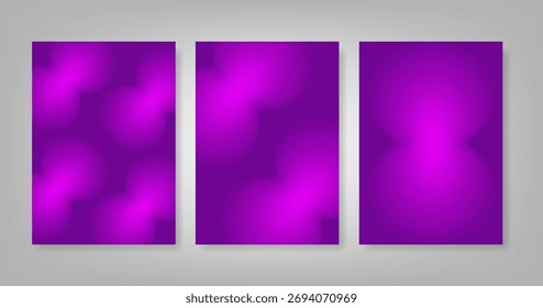 Lebendig violett und rosa Farbverlauf unscharf Hintergrund Set für Flyer oder Poster Design
