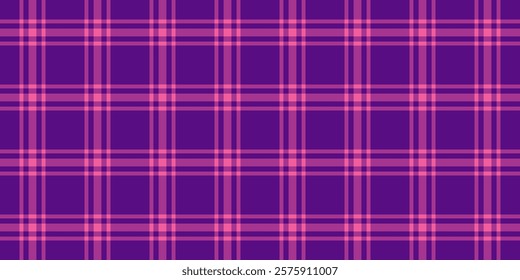 Vibrant purple and pink plaid pattern. Perfect for textile designs, fashion, websites, and stationery.  Clean, modern aesthetic.  Seamless repeat. Ideal for backgrounds or wrapping paper.