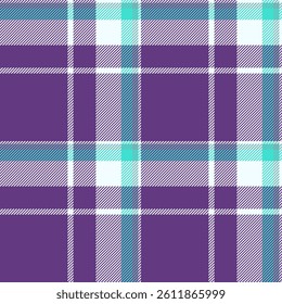 Vibrant purple and teal plaid pattern. Perfect for textile design, fashion, and website backgrounds.  This seamless texture offers a modern, stylish aesthetic, evoking feelings of comfort and warmth.