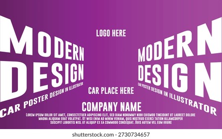 Una Plantilla púrpura vibrante para carteles e ilustraciones de coches con una estética de diseño moderno, con texto de marcador de posición para la personalización.