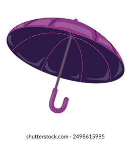 Ilustración vectorial púrpura vibrante del paraguas para la protección del Clima de la estación lluviosa y accesorio elegante del engranaje del día lluvioso con diseño colorido y moda impermeable, aislado en el fondo blanco
