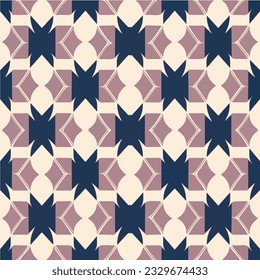 Vibrant purple and white checkered pattern adorned with stars, creating a captivating and lively fabric design. It features aizome inspired motifs, resulting in a seamless and repeating pattern.