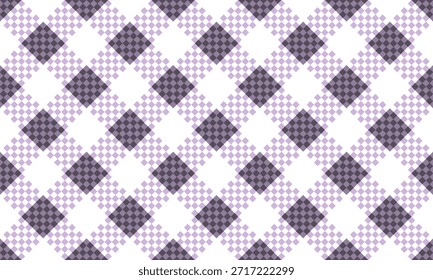 Padrão de gingham xadrez brilhante roxo e branco sem costura, perfeito para designs têxteis rústicos, temas de piquenique encantador, ou cenários de tecido alegre