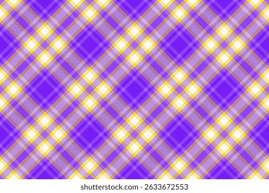 Vibrant purple, yellow, and beige plaid pattern.  Perfect for textile design, fashion, website backgrounds, or any project needing a cheerful, energetic texture.