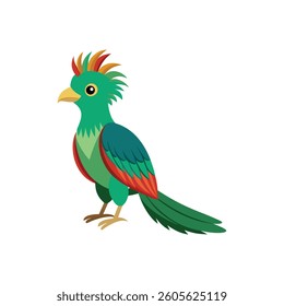 Vibrant Quetzal Bird Vector Illustration with Tropical Colors