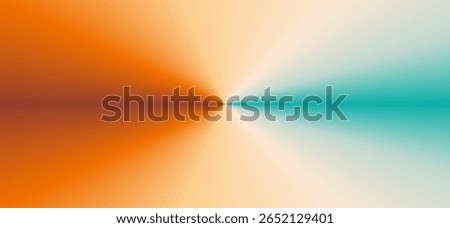 A vibrant radial gradient background where warm orange and cool teal converge at a central bright point.