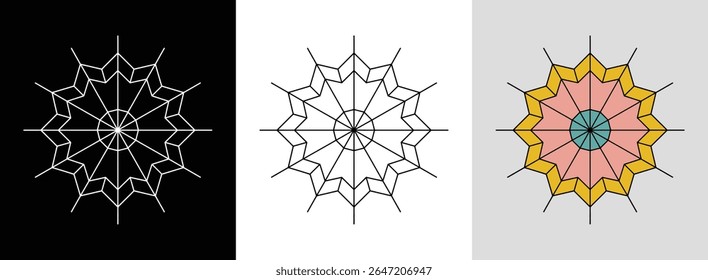 Vibrant radial mandala with geometric precision and soft-bright pastel gradients for decor.
